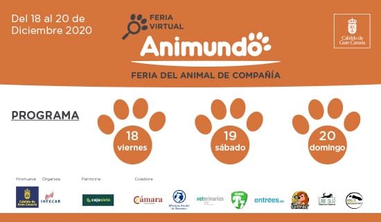 El programa de Animundo 2020, la primera Feria Virtual del Animal de Compañía de Canarias, se centra en el bienestar, el cuidado y la salud de los animales